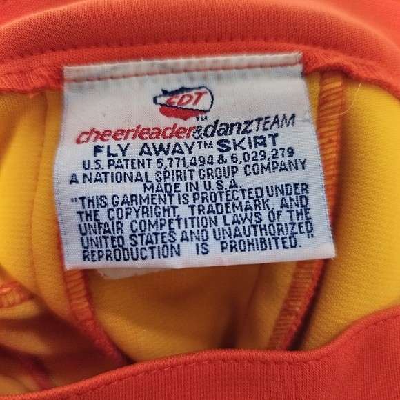 CDT Cheerleader & DanzteamCheerleader Skirt Orange and Yellow Pleated Girls - Picture 7 of 9